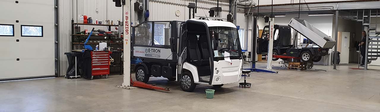 Serviceverkstad för eldrivna arbetsfordon